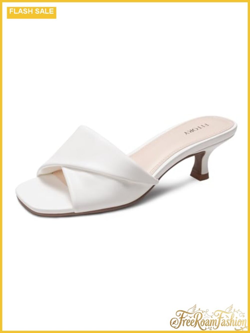 FITORY Kitten Heel Sandals Cross Band Open Toe Dressy Comfortable Style